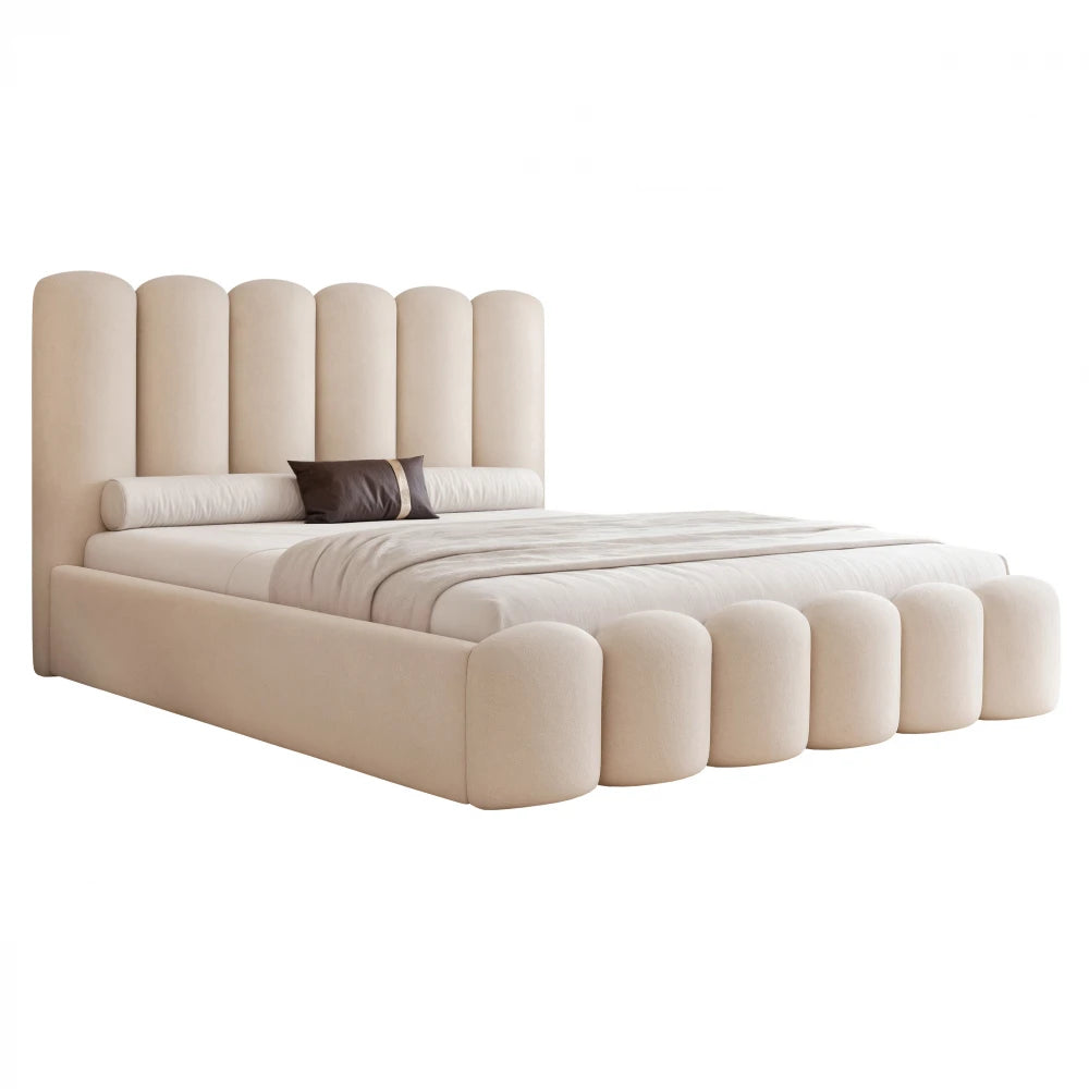 Pat 200 x 200 tapitat cu Catifea Magic velvet Ivory Aveline