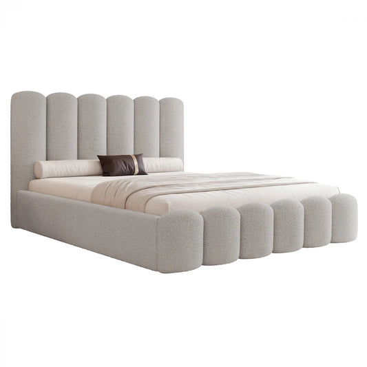 Pat 200 x 200 tapitat cu Stofa boucle Quelle Gri Aveline