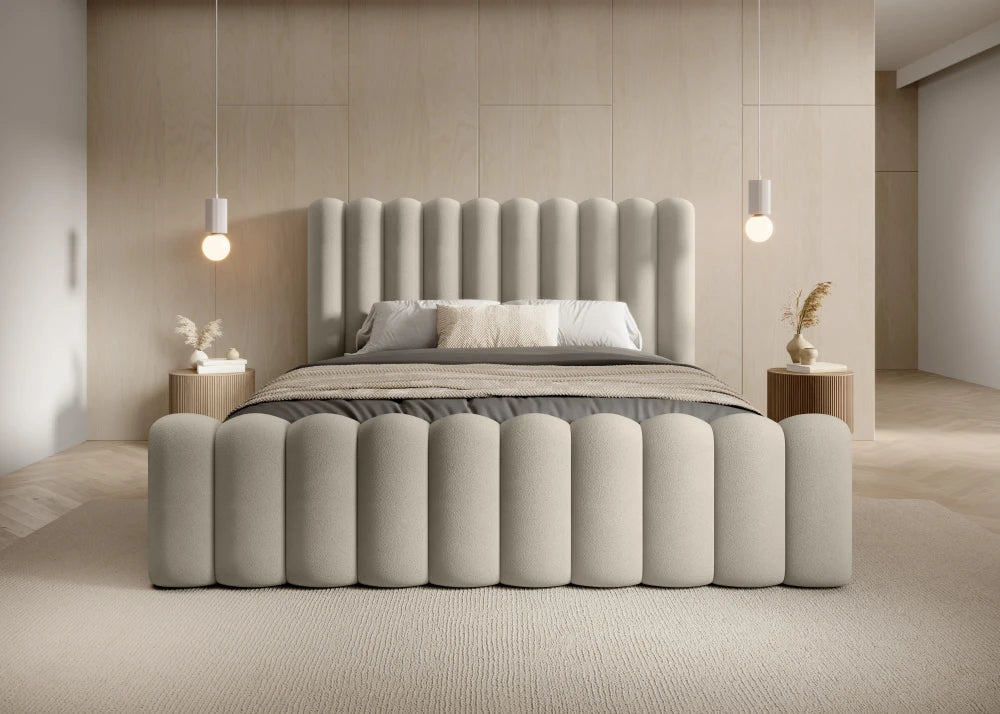 Pat 140 x 200 tapitat cu Catifea Magic velvet Grej deschis Mira