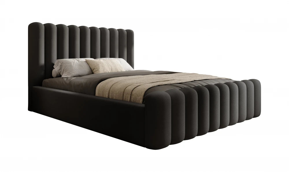 Pat 140 x 200 tapitat cu Catifea Magic velvet Negru Mira