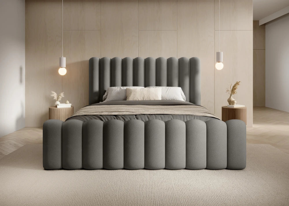 Pat 160 x 200 tapitat cu Catifea Magic velvet Gri Mira