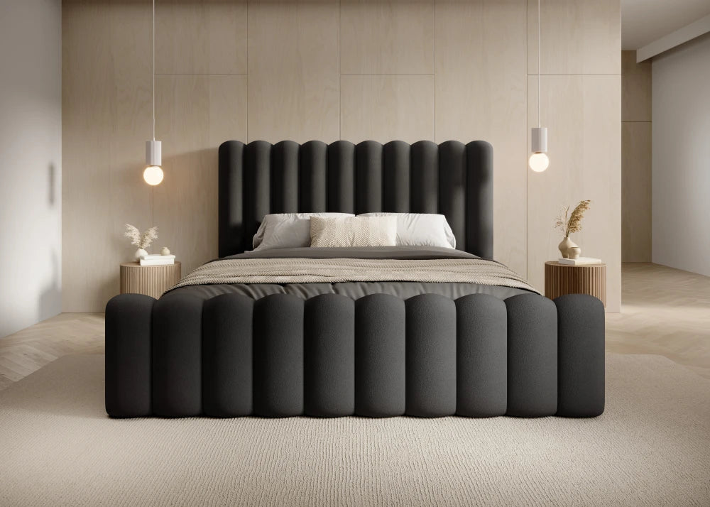 Pat 160 x 200 tapitat cu Catifea Magic velvet Negru Mira