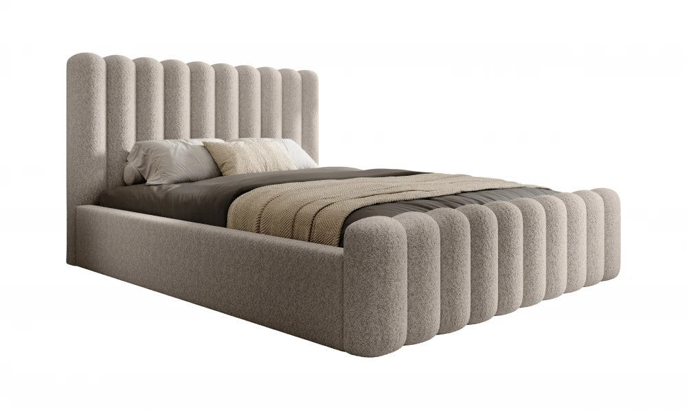 Pat 180 x 200 tapitat cu Stofa boucle Abriamo Bej Mira