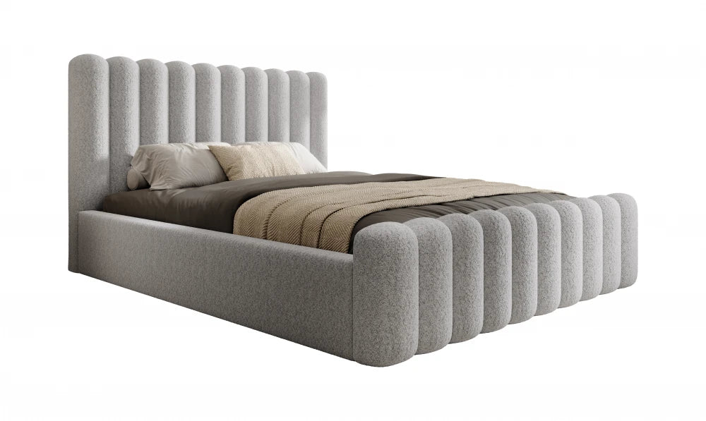 Pat 180 x 200 tapitat cu Stofa boucle Abriamo Gri deschis Mira