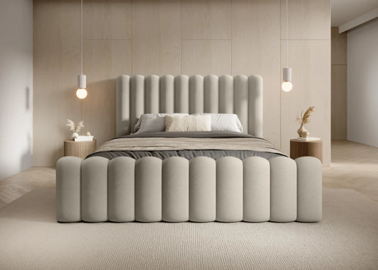 Pat 200 x 200 tapitat cu Catifea Magic velvet Grej deschis Mira