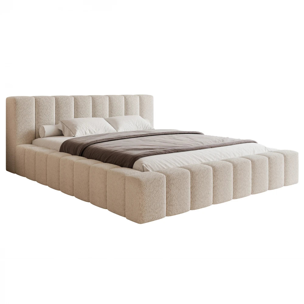 Pat 200 x 200 tapitat cu Stofa boucle Abriamo Bej Cubo