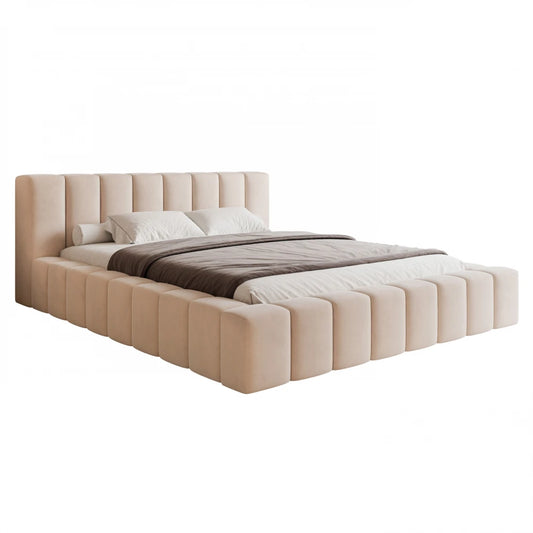 Pat 200 x 200 tapitat cu Catifea Dream velvet Bej deschis Cubo