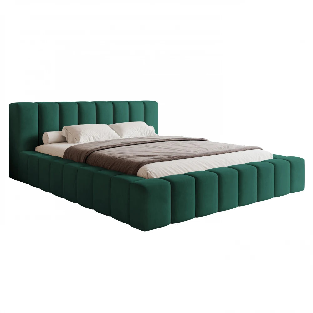 Pat 200 x 200 tapitat cu Catifea Dream velvet Verde smarald Cubo