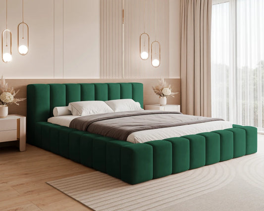 Pat 200 x 200 tapitat cu Catifea Magic velvet Verde smarald Cubo