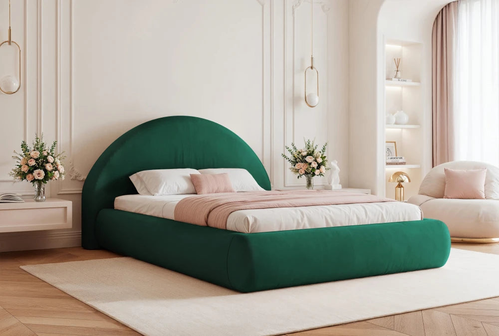 Pat 160 x 200 tapitat cu Catifea Magic velvet Verde smarald Velor
