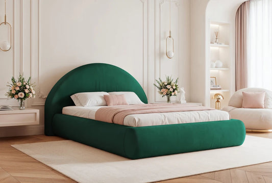 Pat 160 x 200 tapitat cu Catifea Magic velvet Verde smarald Velor