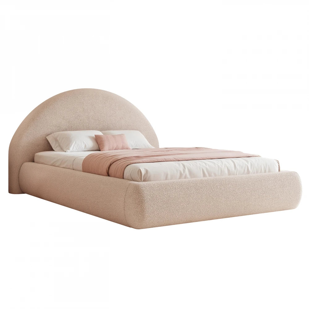 Pat 160 x 200 tapitat cu Stofa boucle Quelle Bej inchis Velor