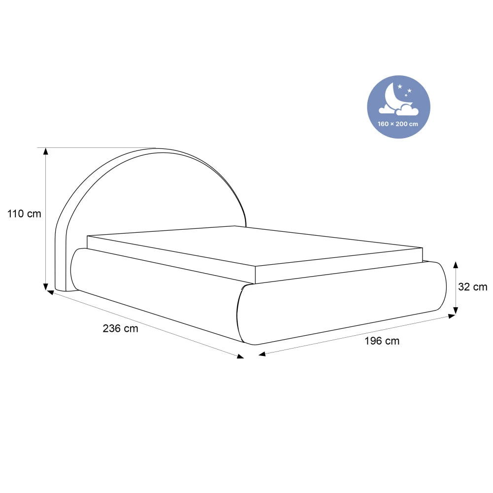 Pat 160 x 200 tapitat cu Stofa boucle Quelle Bej inchis Velor