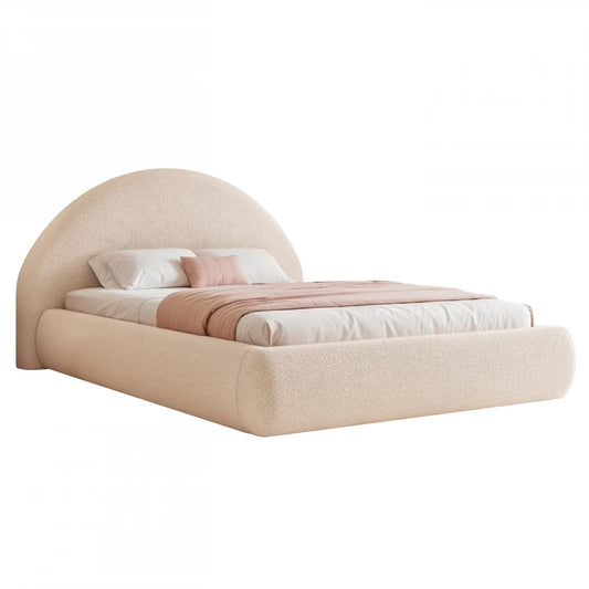 Pat 200 x 200 tapitat cu Stofa boucle Quelle Crem Velor
