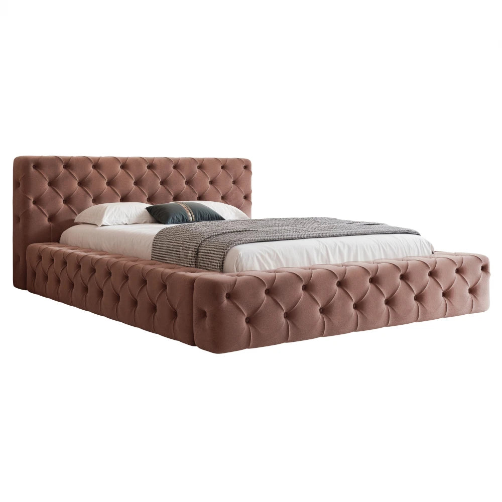 Pat 120 x 200 tapitat cu Stofa Kronos Teracota Alba