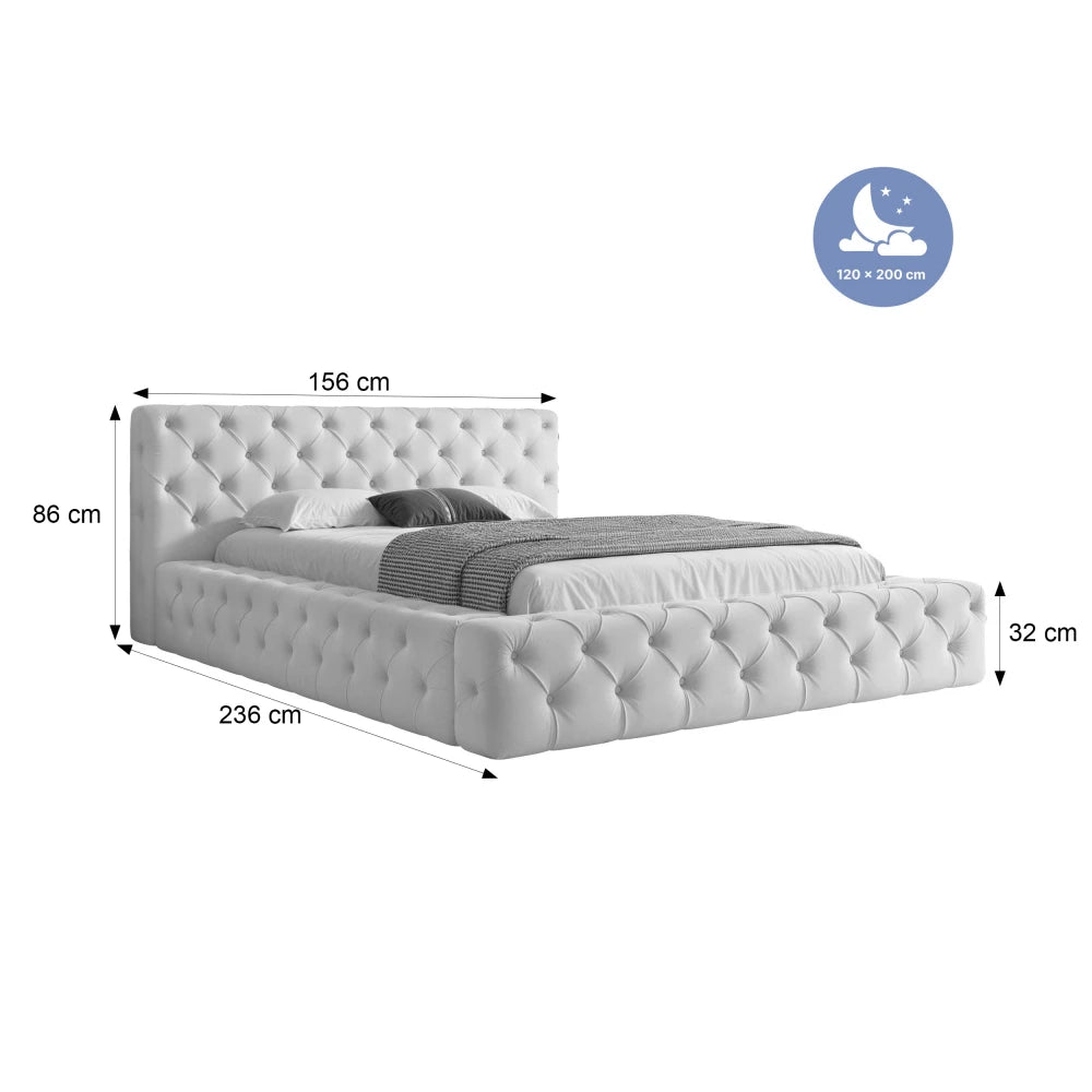 Pat 120 x 200 tapitat cu Stofa Kronos Teracota Alba