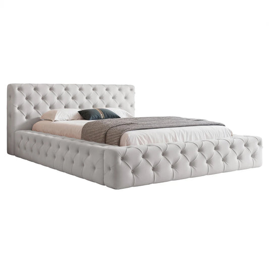 Pat 180 x 200 tapitat cu Catifea Magic velvet Gri deschis Alba