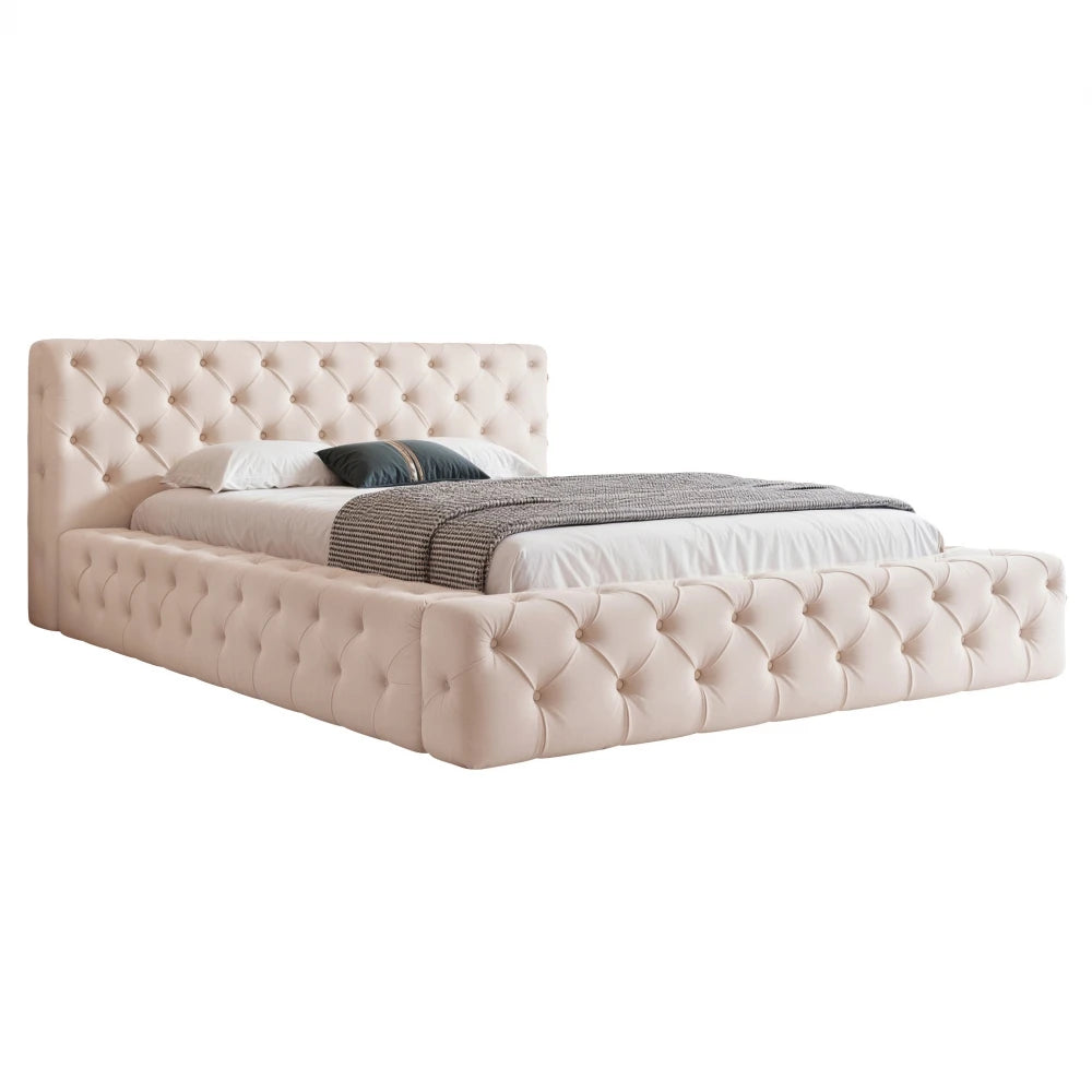 Pat 200 x 200 tapitat cu Catifea Magic velvet Ivory Alba