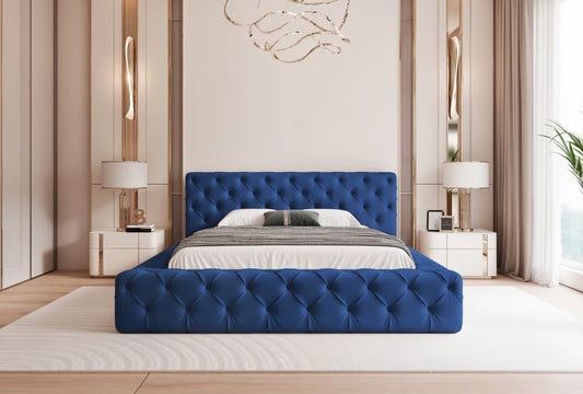 Pat 200 x 200 tapitat cu Catifea Magic velvet Albastru Alba