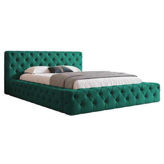 Pat 200 x 200 tapitat cu Catifea Magic velvet Verde smarald Alba