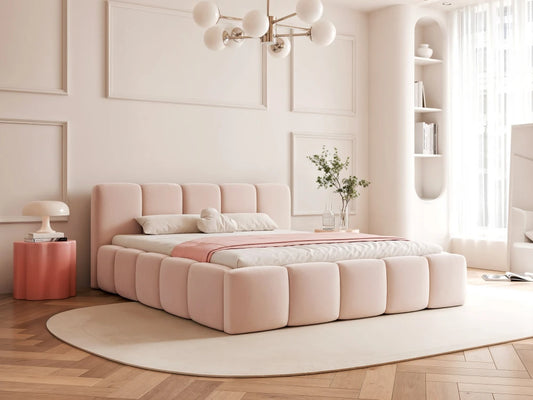 Pat 200 x 200 tapitat cu Catifea Dream velvet Roz deschis Aeris