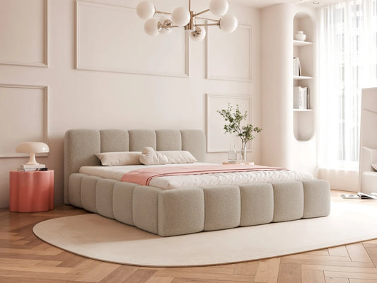 Pat 200 x 200 tapitat cu Stofa boucle Quelle Bej inchis Aeris