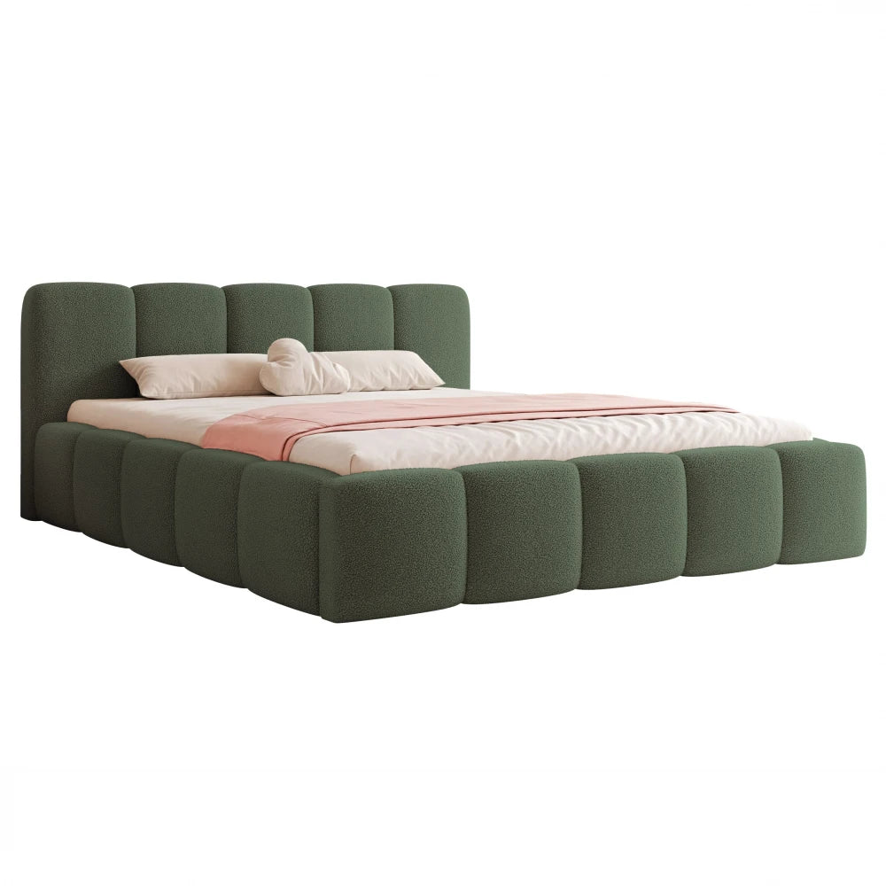 Pat 200 x 200 tapitat cu Stofa boucle Quelle Verde Aeris