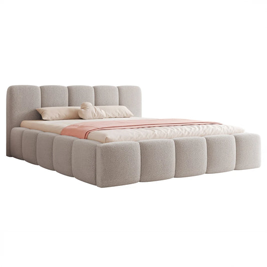 Pat 200 x 200 tapitat cu Stofa boucle Quelle Gri Aeris