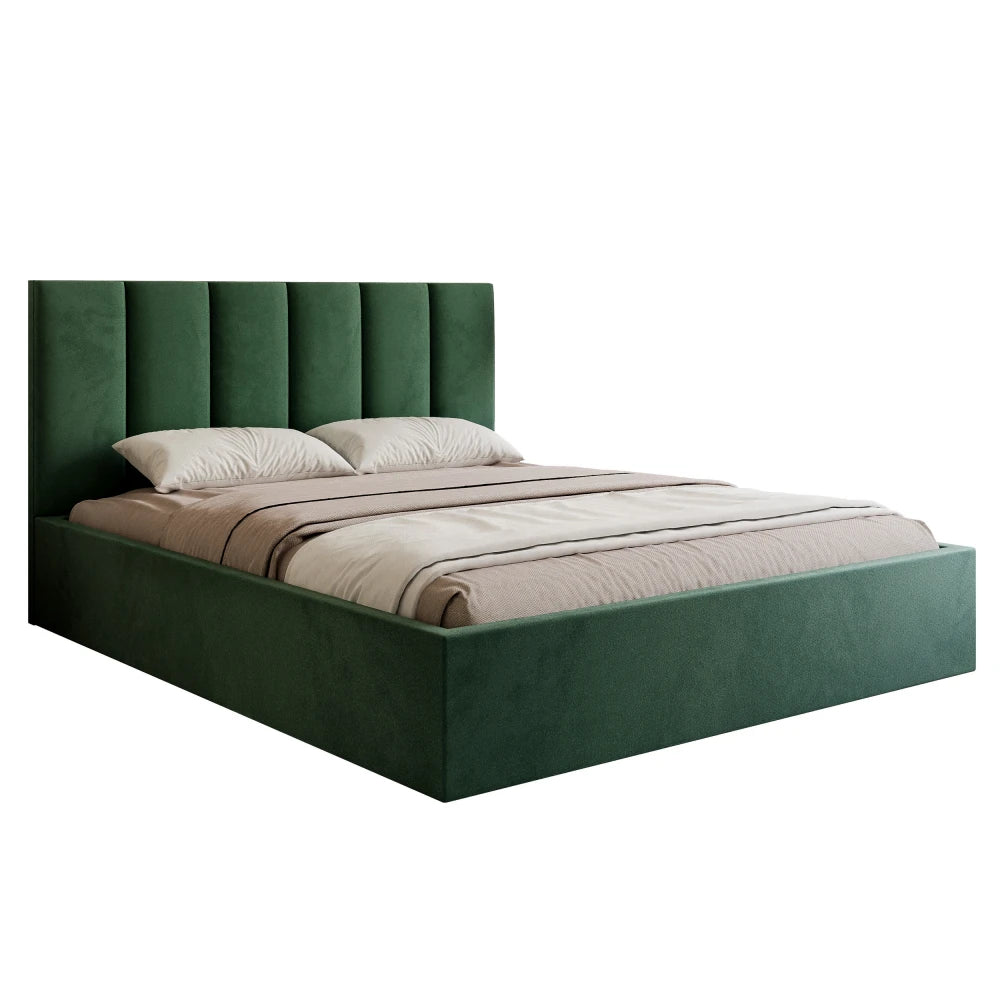 Pat 120 x 200 tapitat cu Catifea Velutto Verde Riam