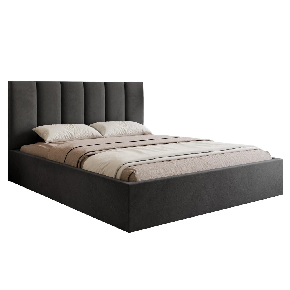 Pat 120 x 200 tapitat cu Catifea Velutto Negru Riam
