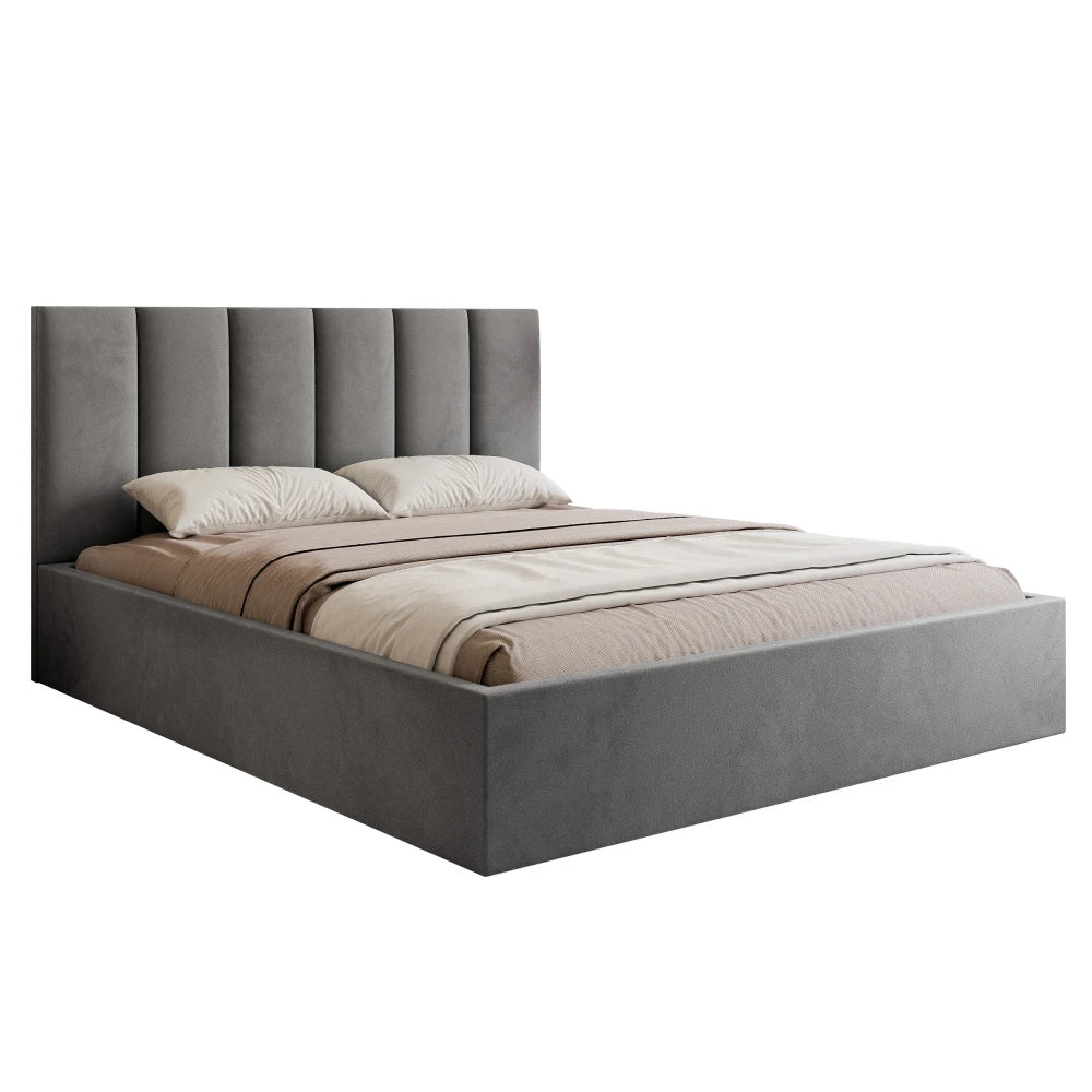 Pat 140 x 200 tapitat cu Catifea Velutto Gri Riam