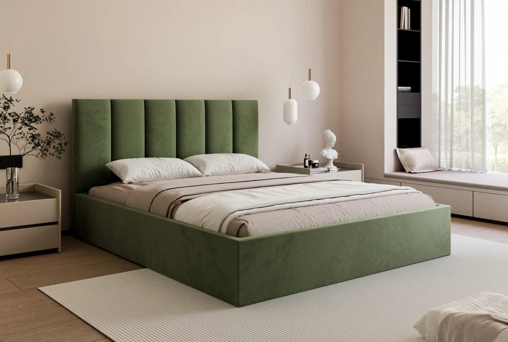 Pat 200 x 200 tapitat cu Catifea Velutto Verde Riam