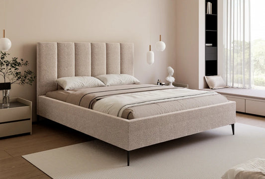 Pat 120 x 200 tapitat cu Stofa boucle Abriamo Bej Lia