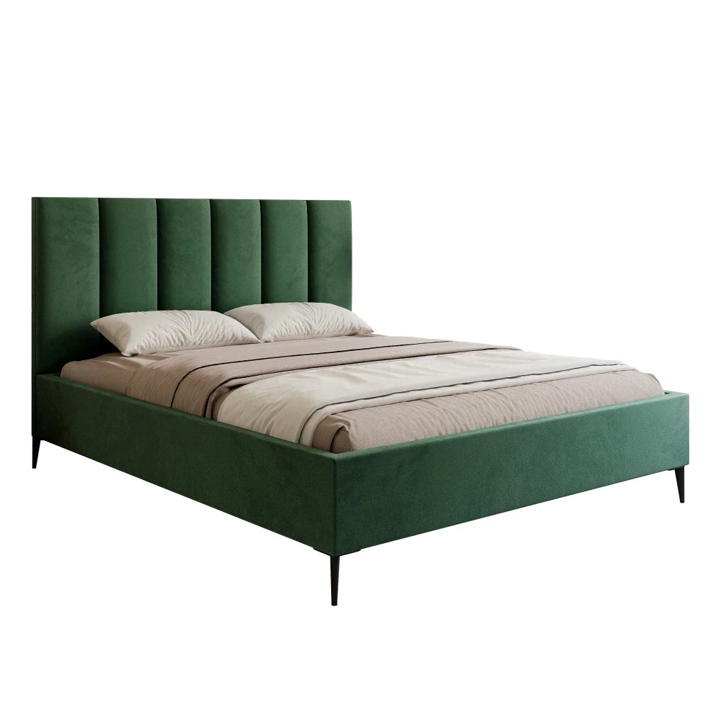 Pat 120 x 200 tapitat cu Catifea Velutto Verde Lia