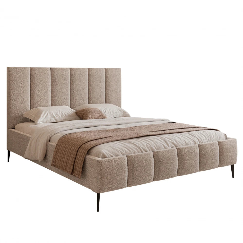 Pat 160 x 200 tapitat cu Stofa boucle Abriamo Bej Lara