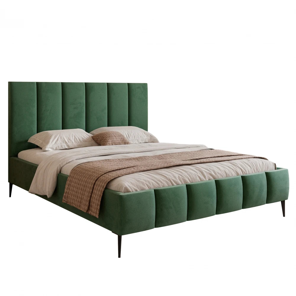 Pat 180 x 200 tapitat cu Catifea Velutto Verde Lara