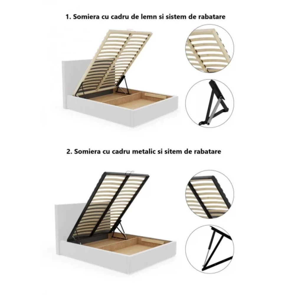 Pat 140 x 200 tapitat cu Catifea Velutto Negru Belis