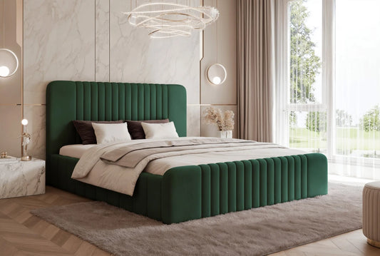Pat 120 x 200 tapitat cu Catifea Dream velvet Verde inchis Polema