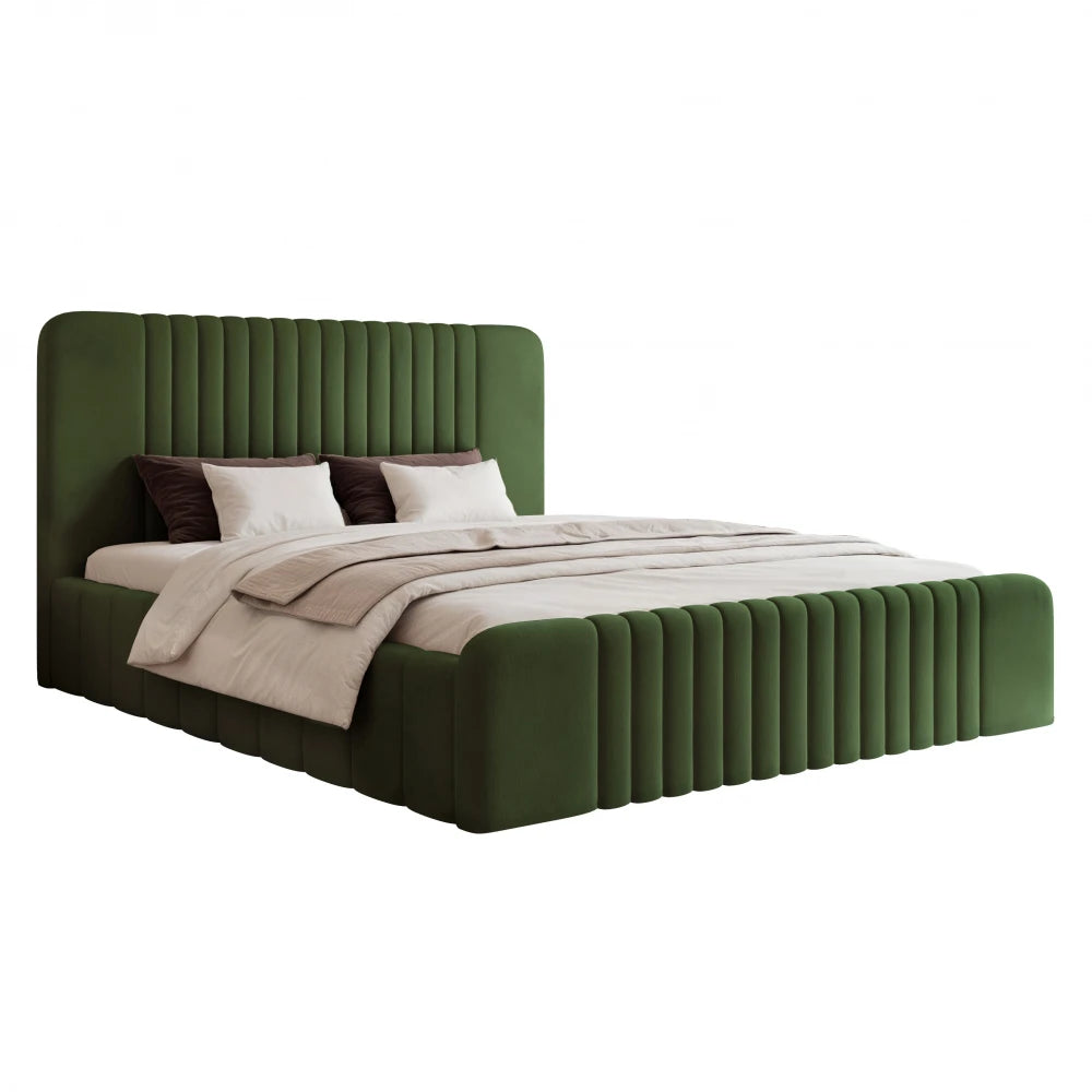 Pat 140 x 200 tapitat cu Catifea Dream velvet Verde olive Polema