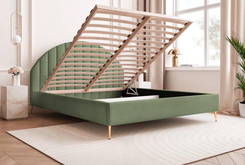 Pat 120 x 200 tapitat cu Catifea Dream velvet Verde Milan