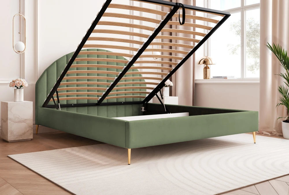 Pat 120 x 200 tapitat cu Catifea Dream velvet Verde Milan