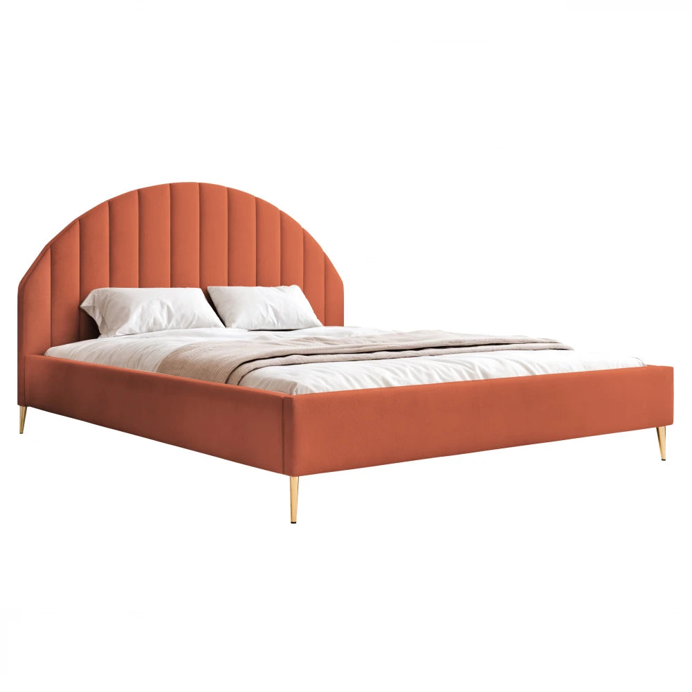 Pat 120 x 200 tapitat cu Catifea Dream velvet Portocaliu Milan