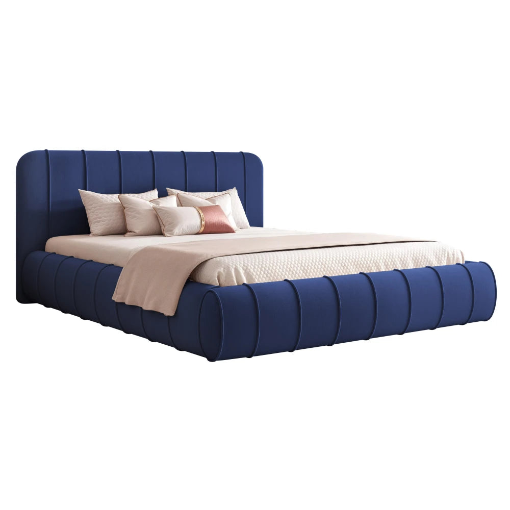 Pat 180 x 200 tapitat cu Catifea Dream velvet Albastru Logie