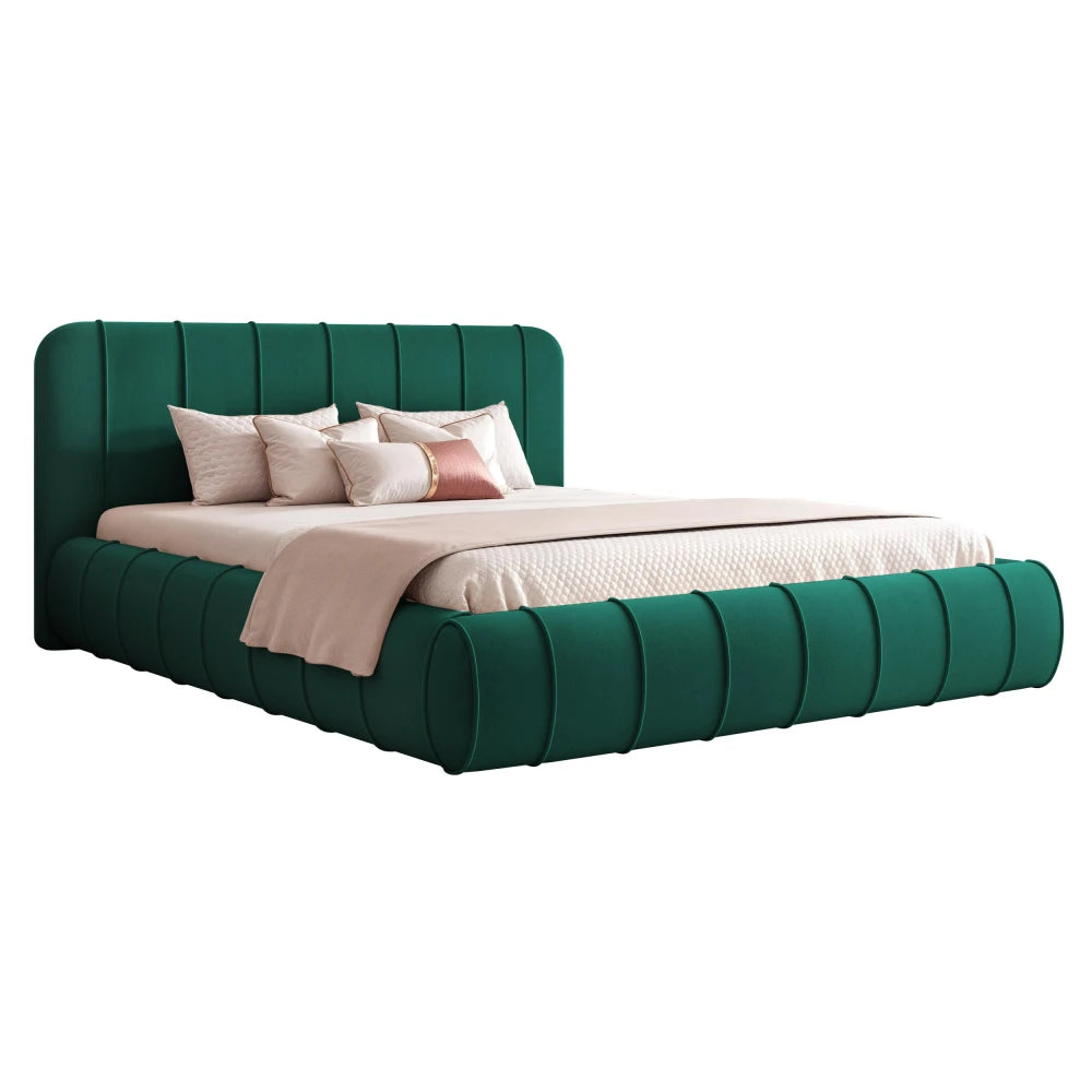Pat 180 x 200 tapitat cu Catifea Dream velvet Verde smarald Logie