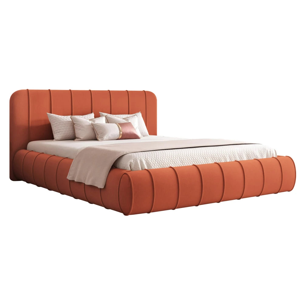 Pat 180 x 200 tapitat cu Catifea Dream velvet Rosu Logie