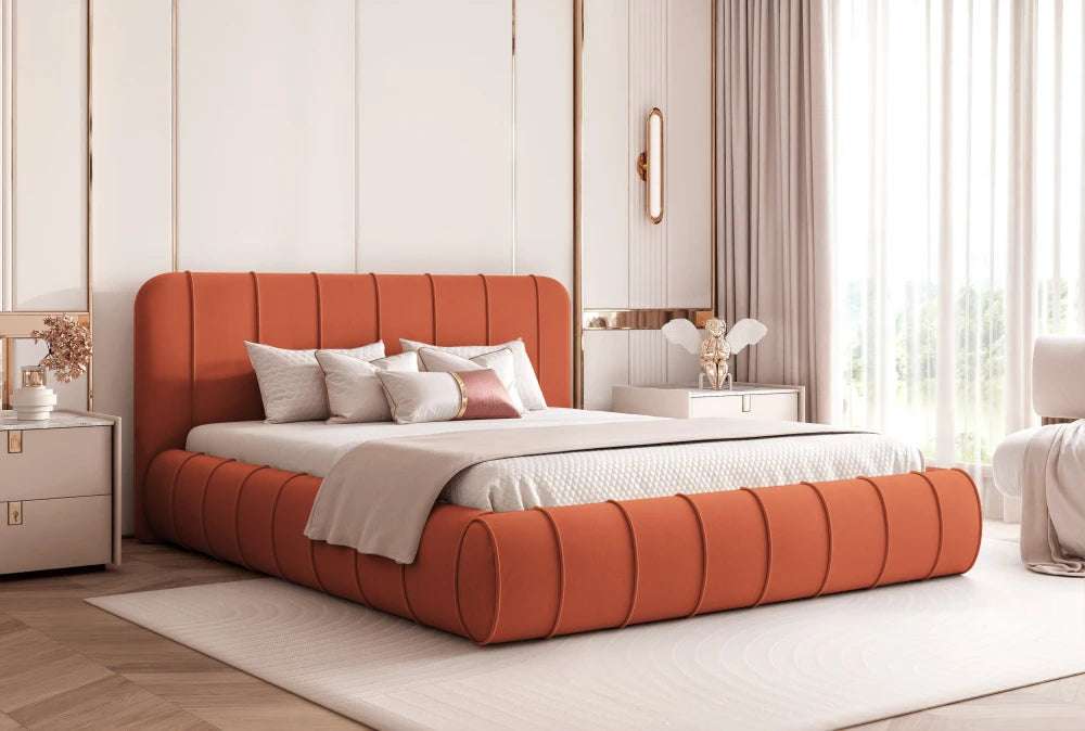 Pat 200 x 200 tapitat cu Catifea Dream velvet Rosu Logie