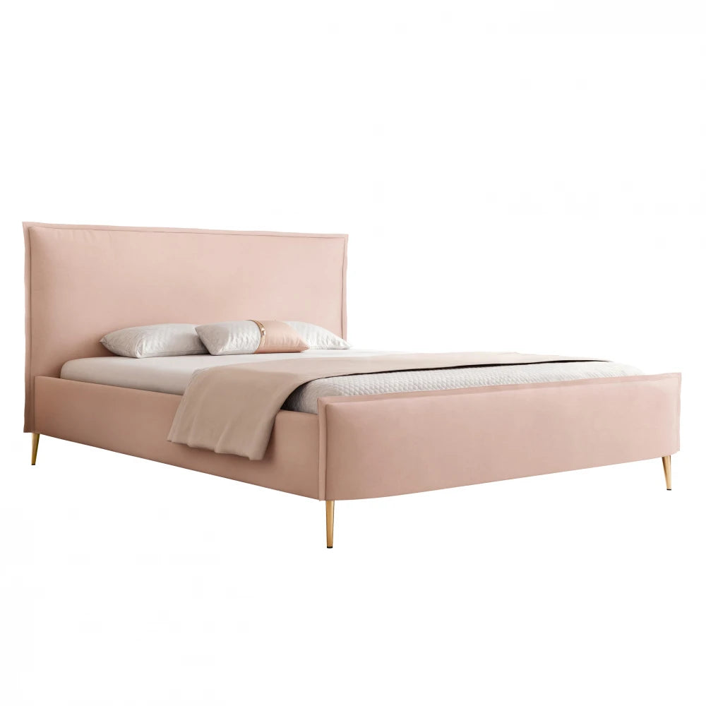Pat 180 x 200 tapitat cu Catifea Dream velvet Roz Talo