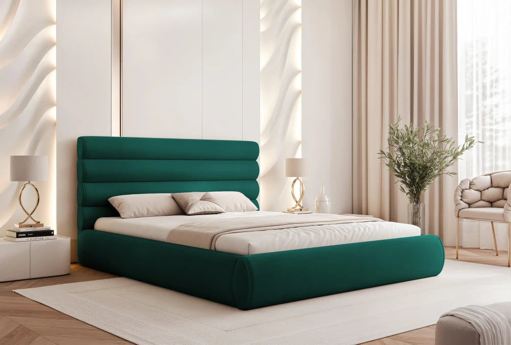 Pat 140 x 200 tapitat cu Catifea Dream velvet Verde smarald Veya