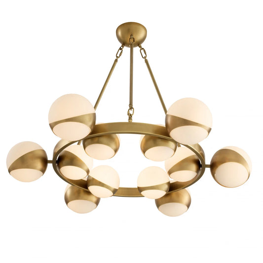 Candelabru din Metal Alama si Sticla Alb H73xD96cm Piazetta Eichholtz