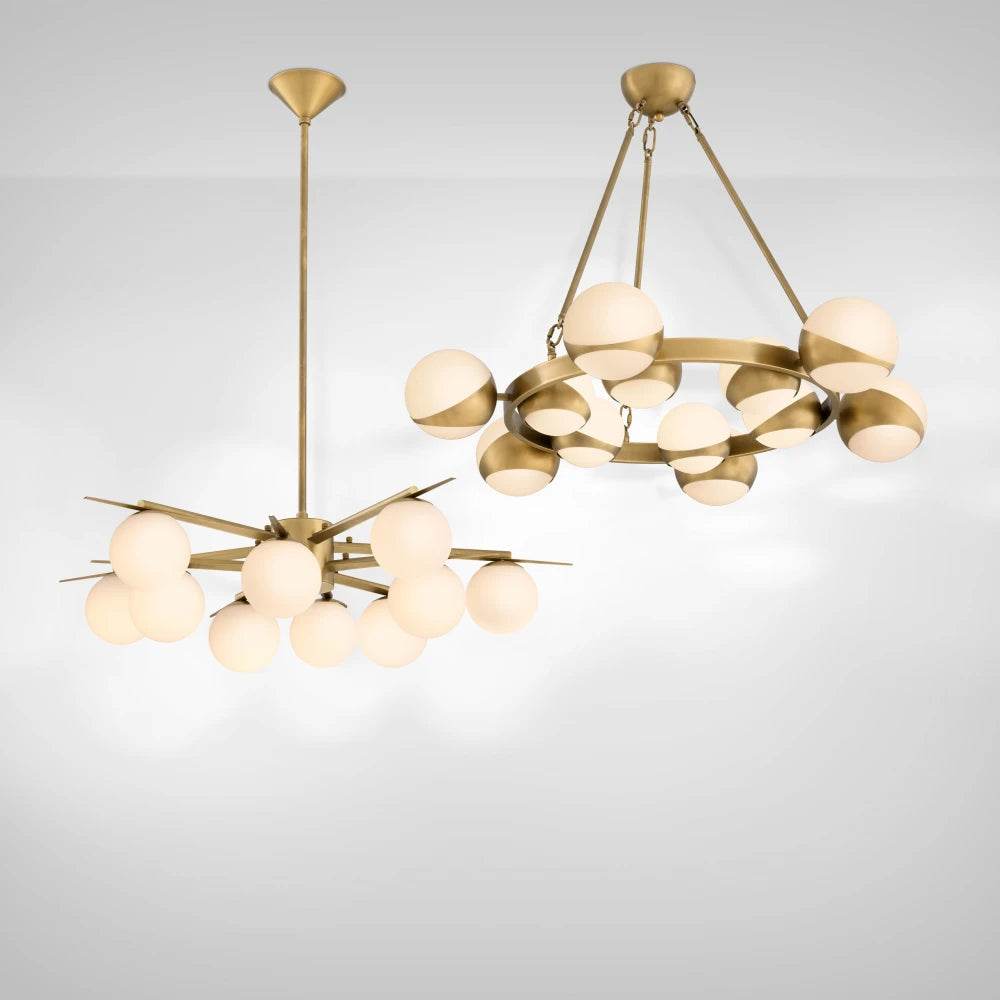 Candelabru din Metal Alama si Sticla Alb H73xD96cm Piazetta Eichholtz